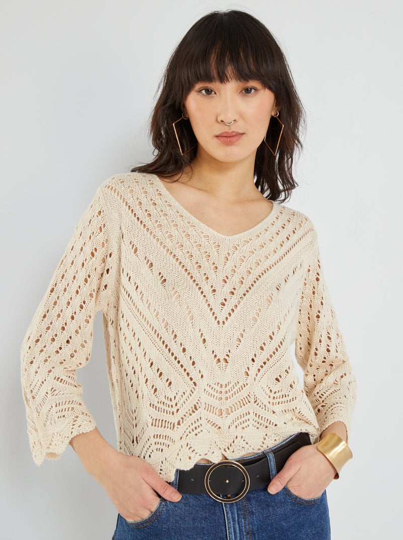 Cropped top van haakwerk 'JDY' BEIGE - Kiabi