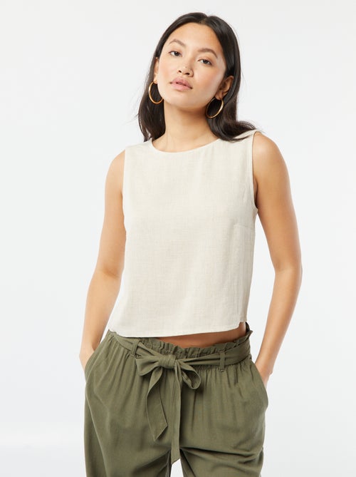 Cropped top van linnenmix - Kiabi