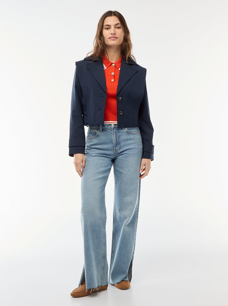 Cropped trenchcoat Blauw - Kiabi