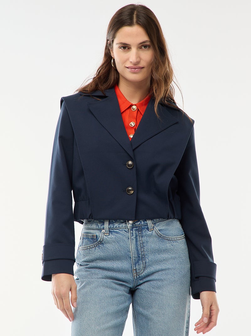 Cropped trenchcoat Blauw - Kiabi