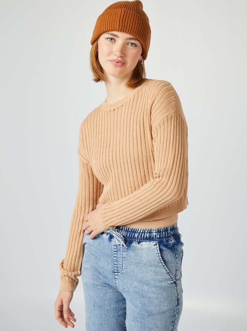 Cropped trui van ajourtricot BRUIN - Kiabi
