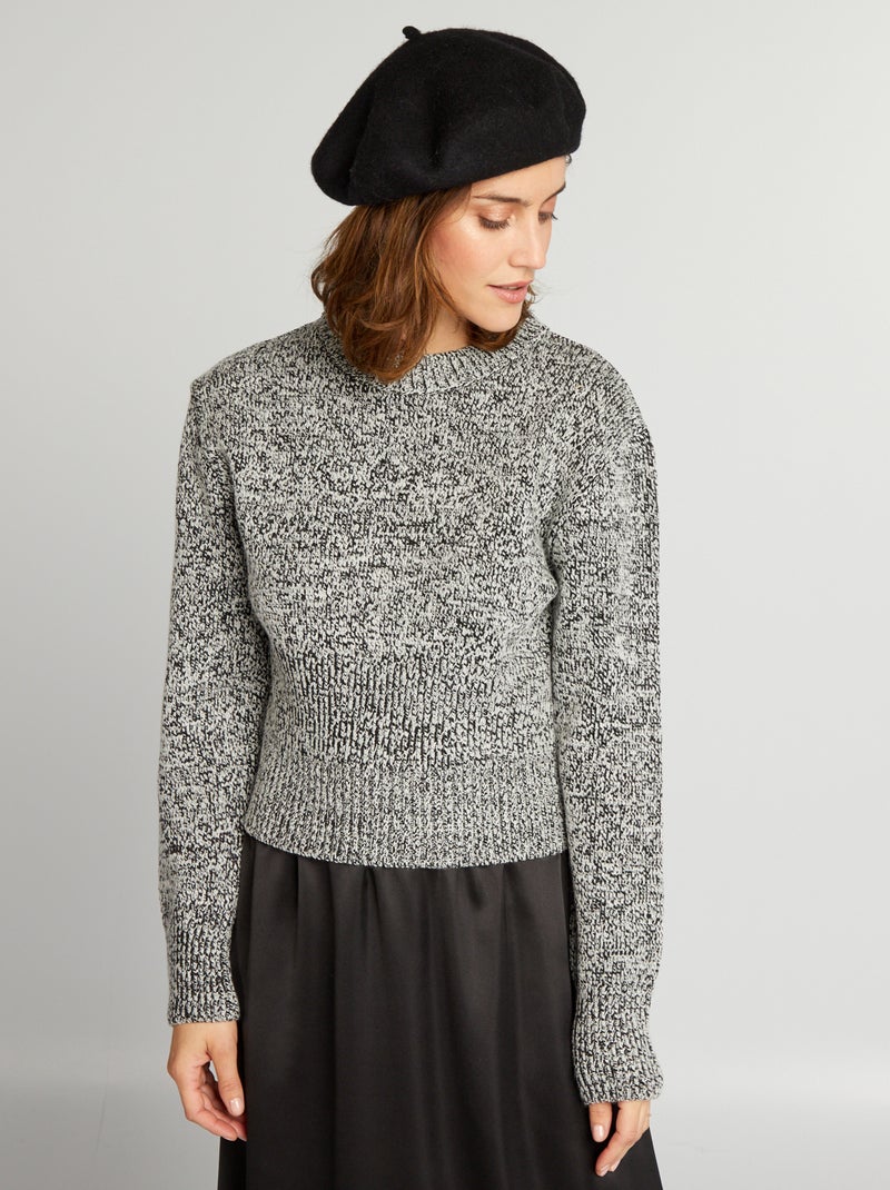 Cropped trui van gespikkeld tricot GRIJS - Kiabi