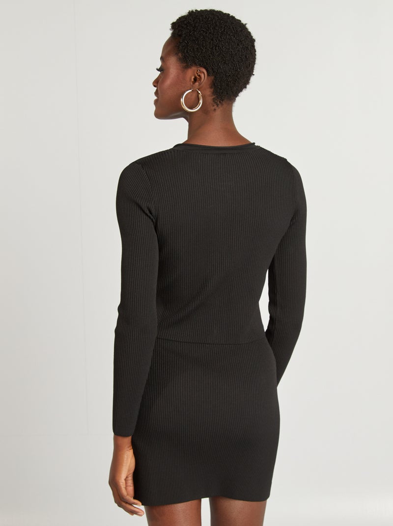 Cropped vest van ribstof zwart - Kiabi