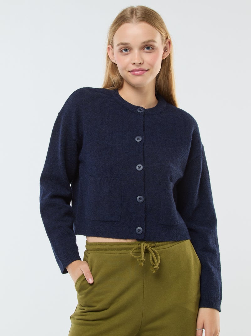 Cropped vest van tricot Blauw - Kiabi