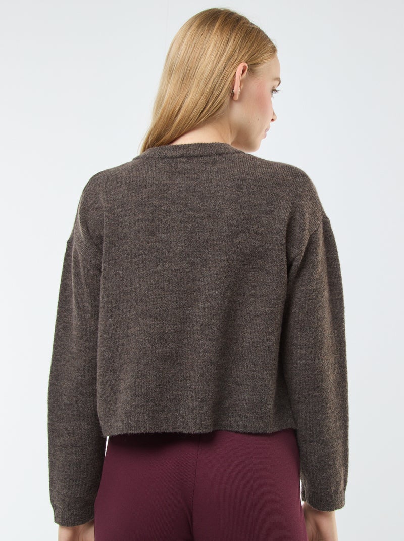 Cropped vest van tricot bruin - Kiabi