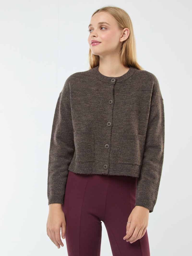 Cropped vest van tricot bruin - Kiabi