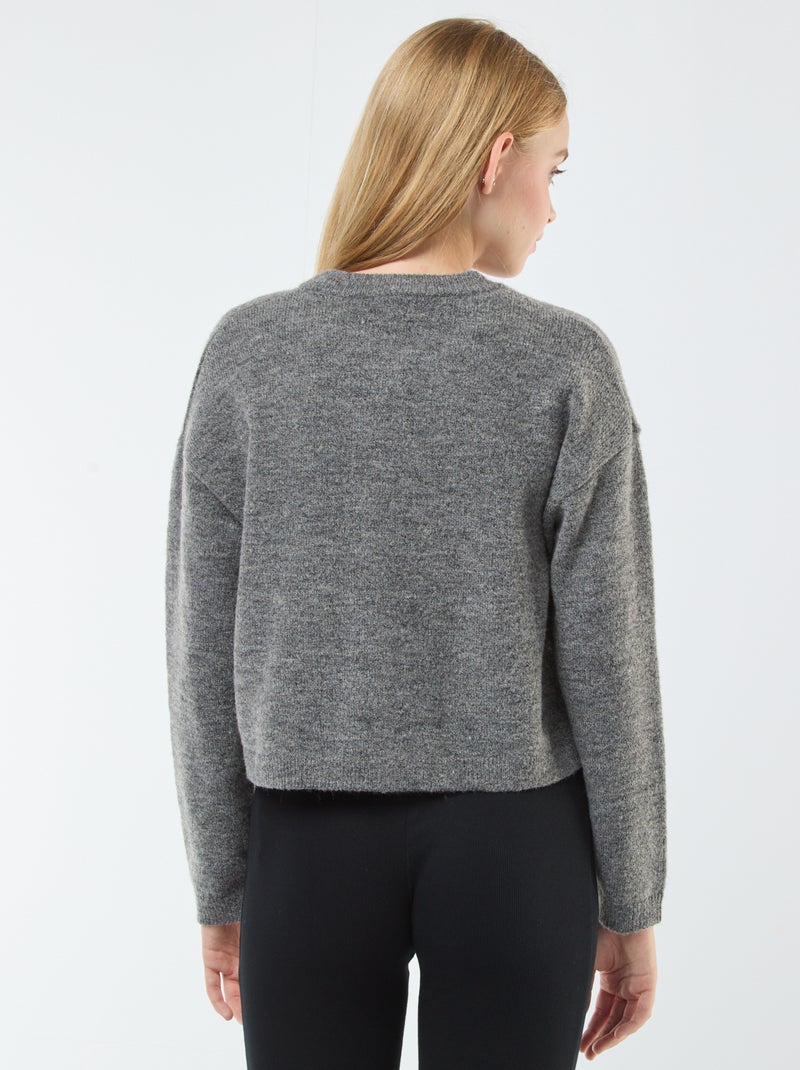Cropped vest van tricot Grijs - Kiabi