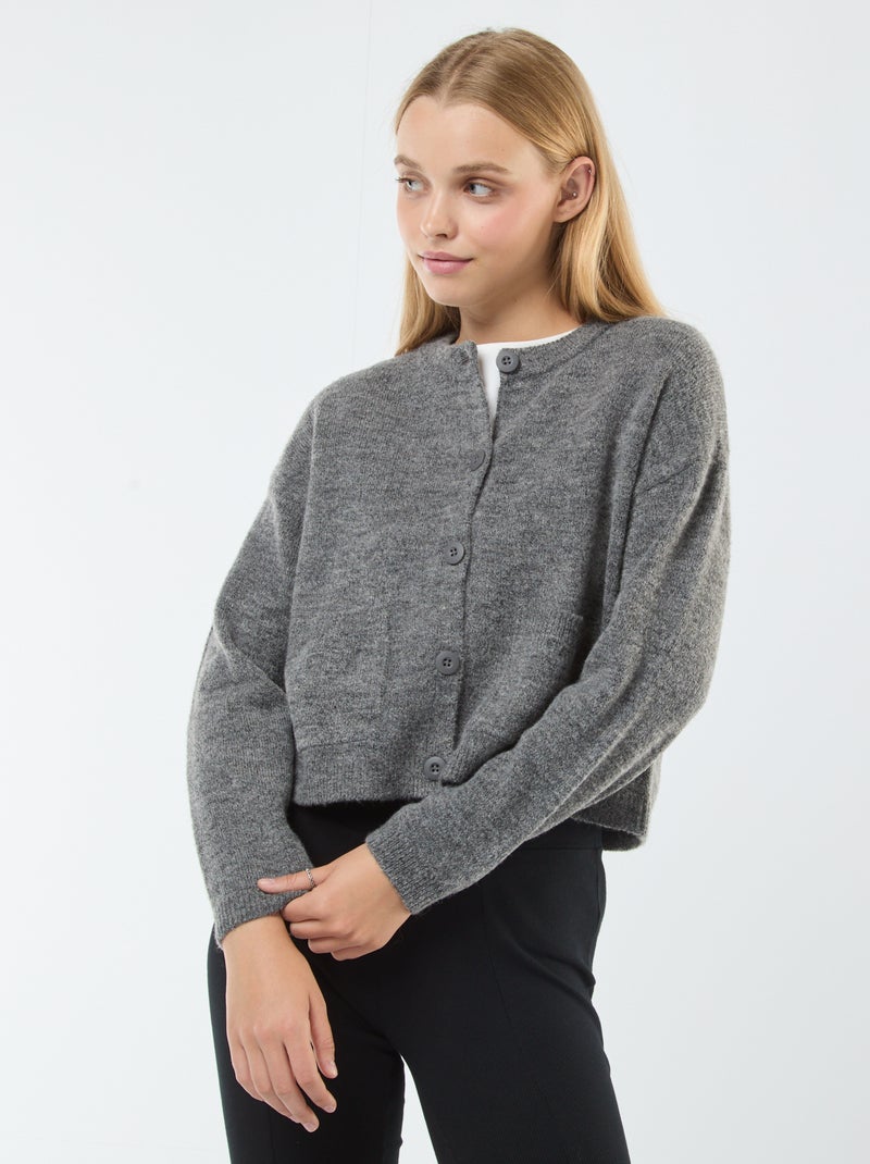 Cropped vest van tricot Grijs - Kiabi