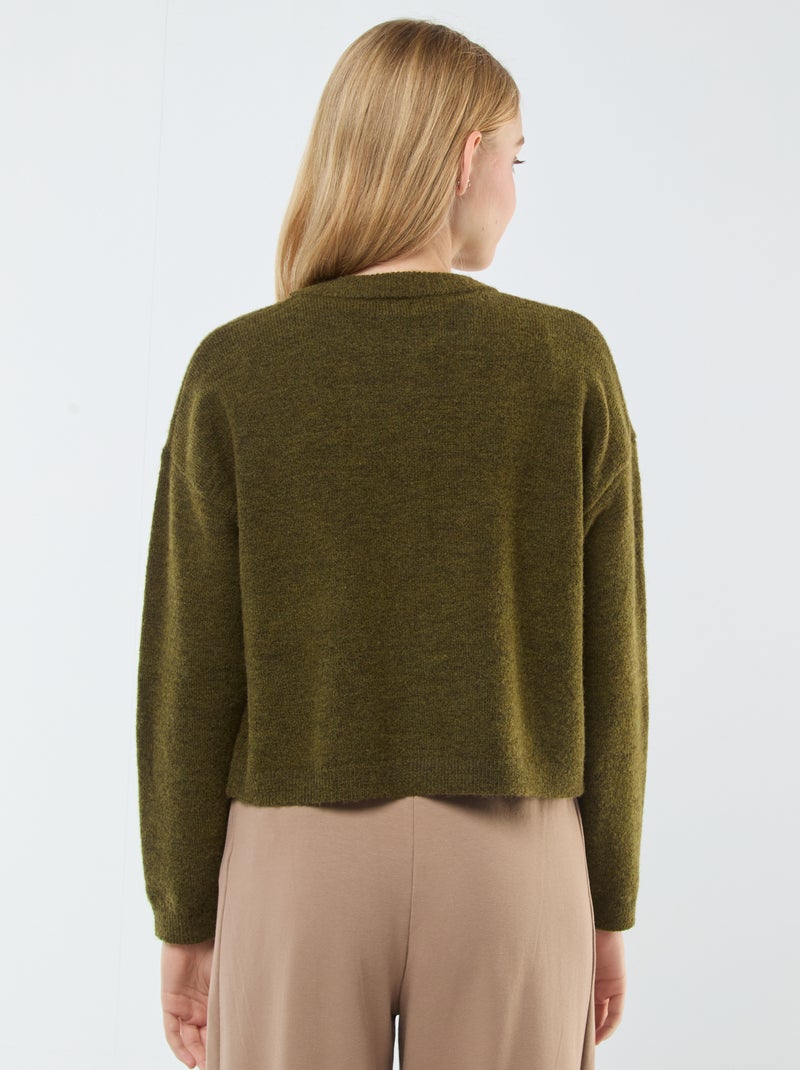 Cropped vest van tricot Kaki - Kiabi
