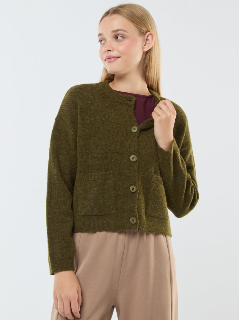 Cropped vest van tricot Kaki - Kiabi
