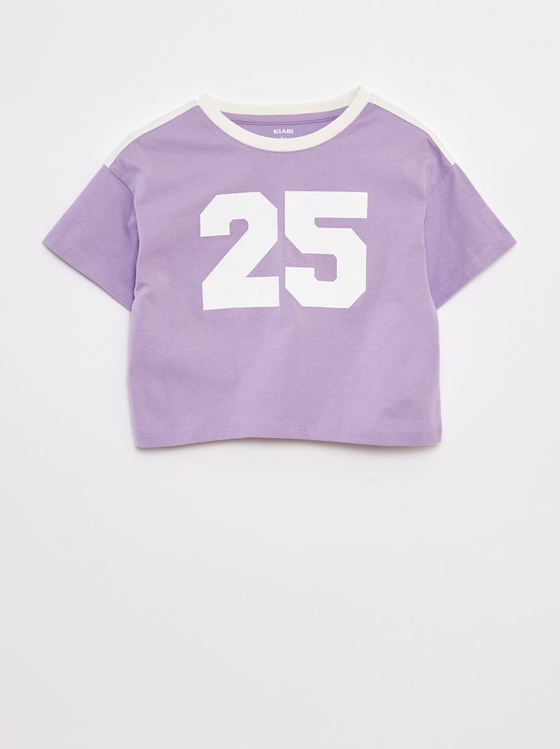 Croptop in campusstijl Paars - Kiabi
