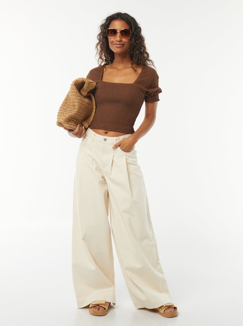 Croptop met korte mouw bruin - Kiabi