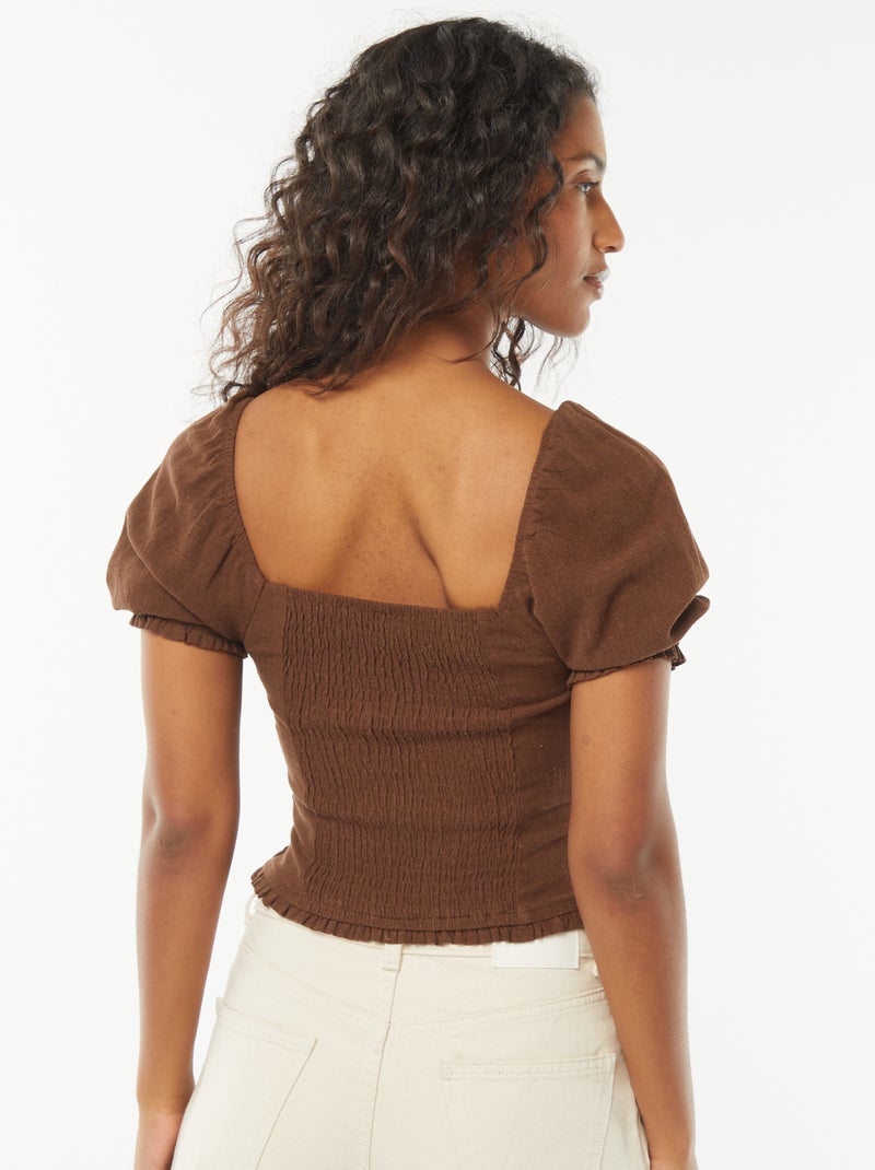 Croptop met korte mouw bruin - Kiabi