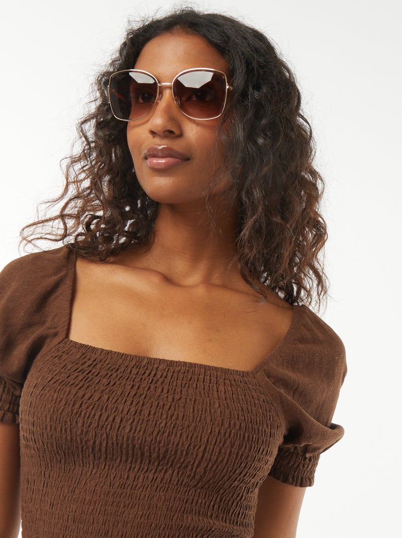 Croptop met korte mouw bruin - Kiabi