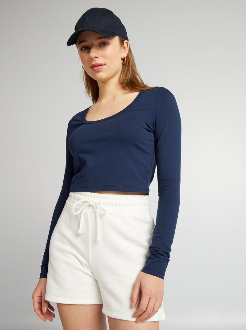 Croptop met lange mouw BLAUW - Kiabi