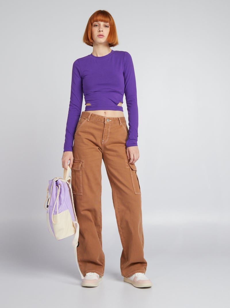 Croptop met lange mouw Paars - Kiabi