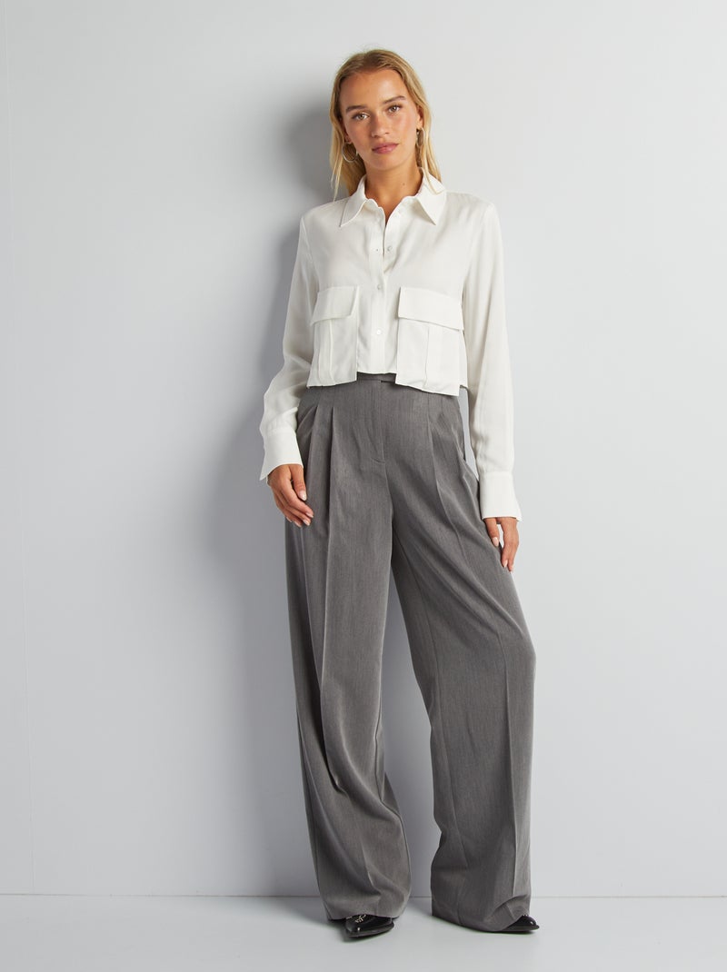 Croptop met lange mouwen wit - Kiabi