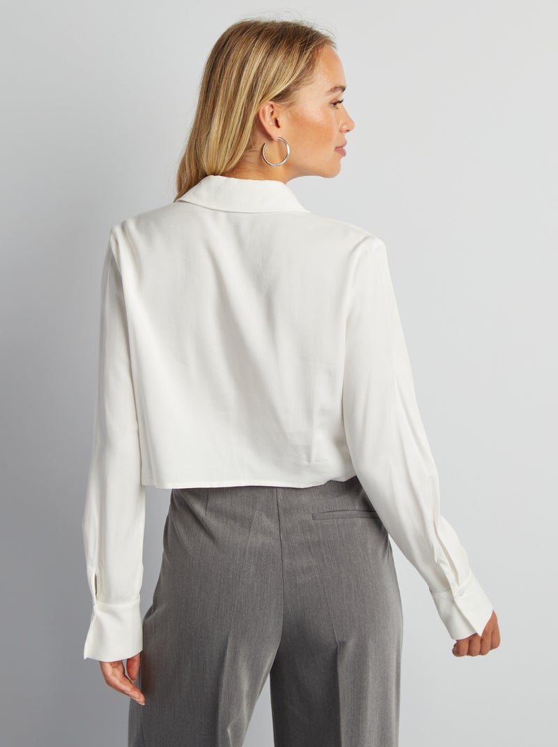 Croptop met lange mouwen wit - Kiabi