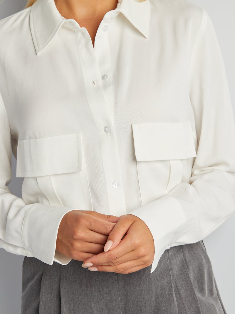 Croptop met lange mouwen wit - Kiabi