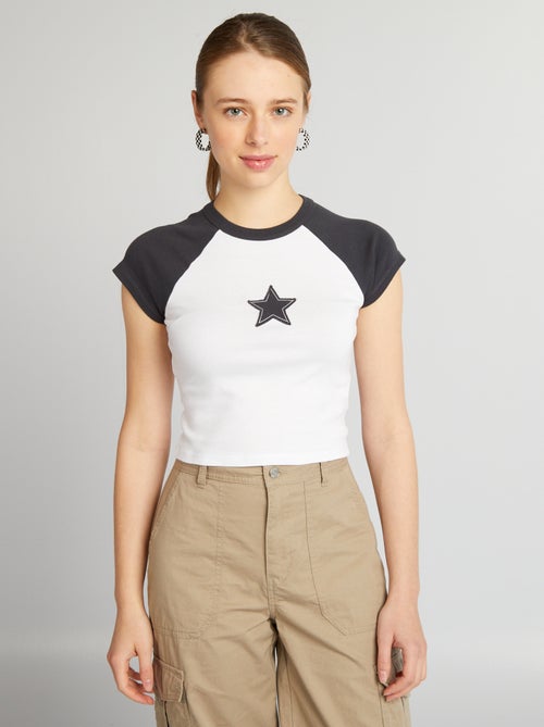 Croptop van jersey met ster - Kiabi