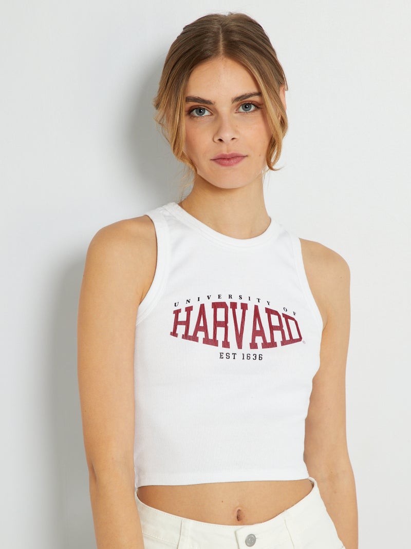 Croptop van ribtricot wit - Kiabi