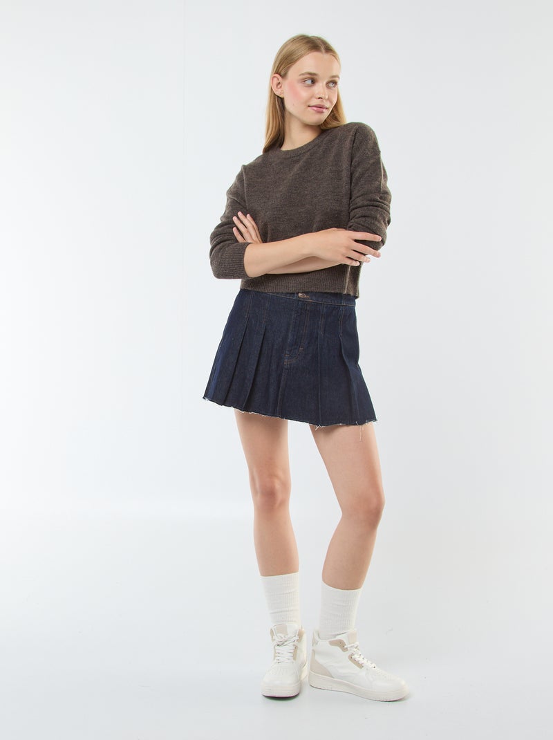 Croptrui van zacht tricot bruin - Kiabi