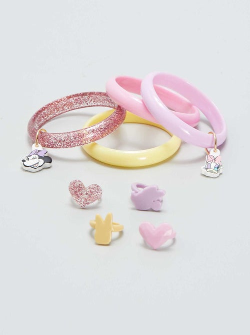 Daisy- en Minnie-setje met 4 armbandjes + 4 ringen - Kiabi