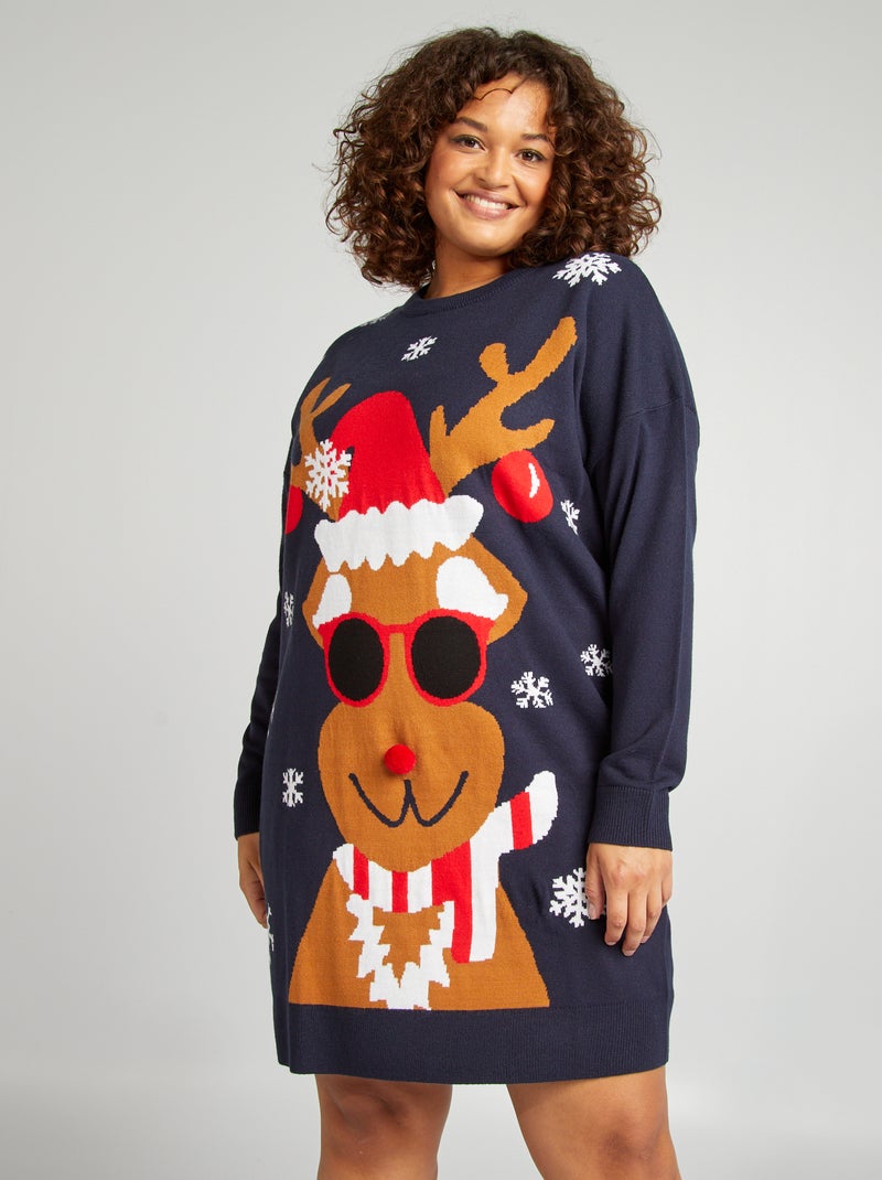 Dé trui-jurk met kerstmotief BLAUW - Kiabi