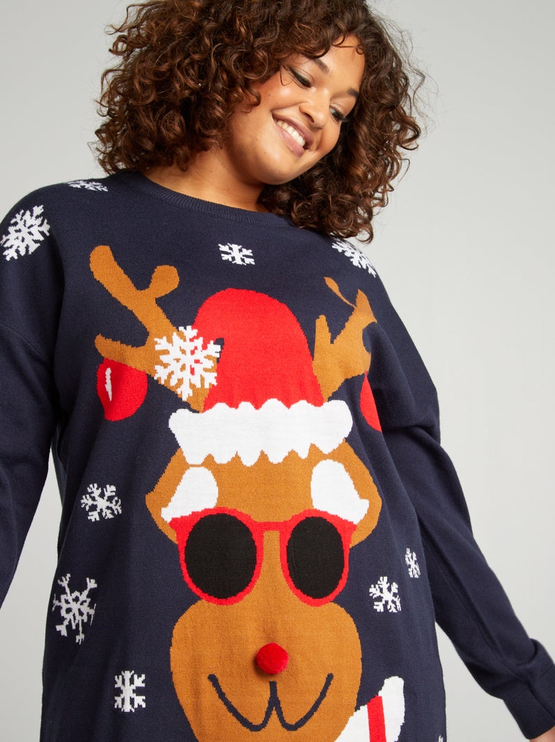 Dé trui-jurk met kerstmotief BLAUW - Kiabi