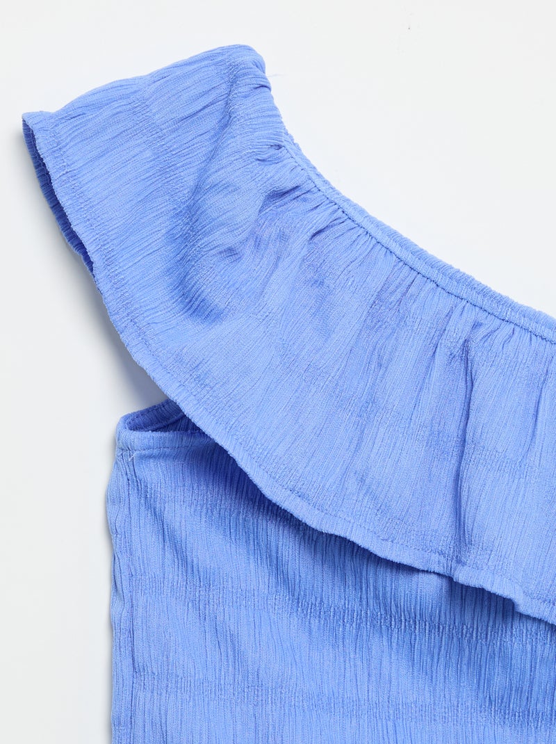 Debardeur van gewafelde stof met asymmetrische kraag Blauw - Kiabi
