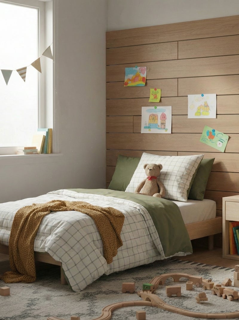 Dekbedovertrek (140 x 200cm) + kussensloop - 2-delige set BIEGE - Kiabi