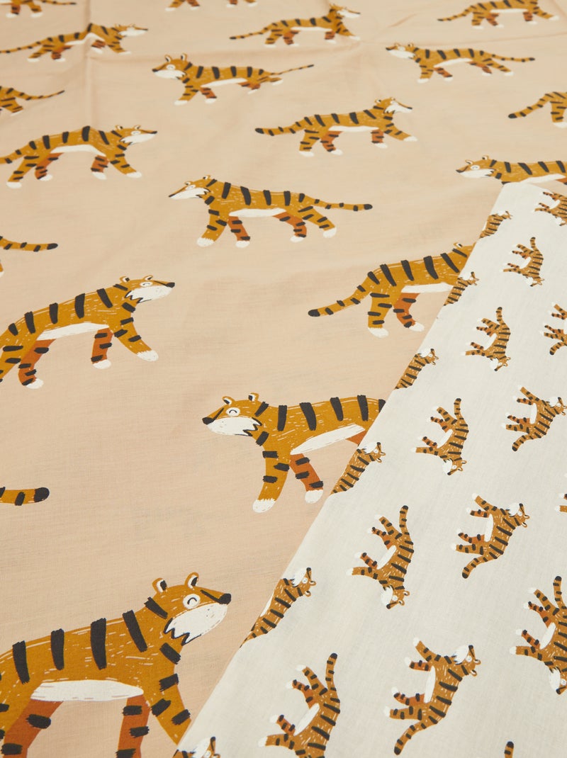 Dekbedovertrek (140 x 200cm) + kussensloop - 2-delige set BIEGE - Kiabi