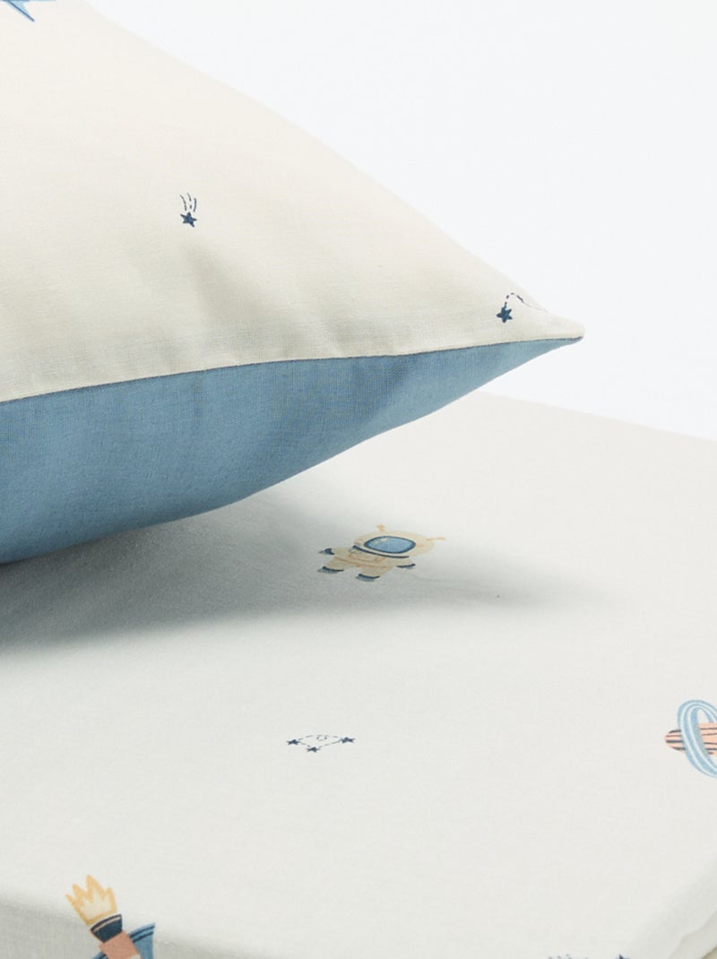 Dekbedovertrek (140 x 200cm) + kussensloop - 2-delige set Blauw - Kiabi