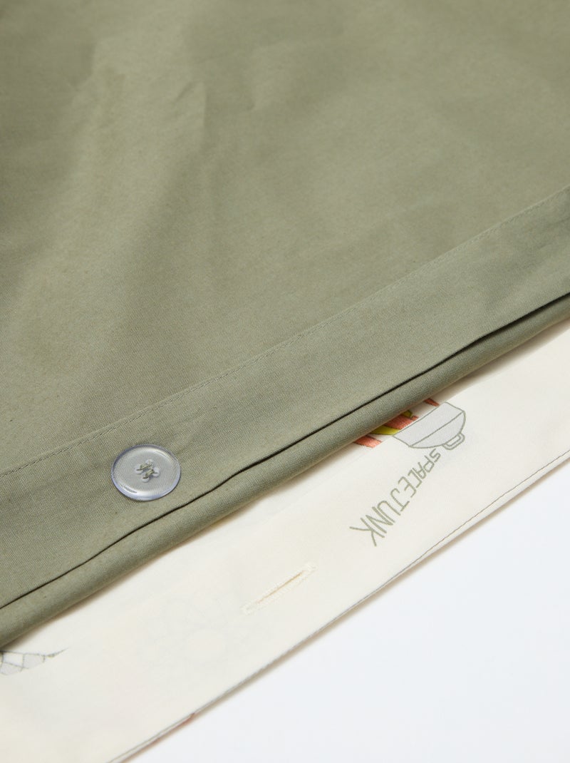 Dekbedovertrek (140 x 200cm) + kussensloop - 2-delige set Kaki - Kiabi