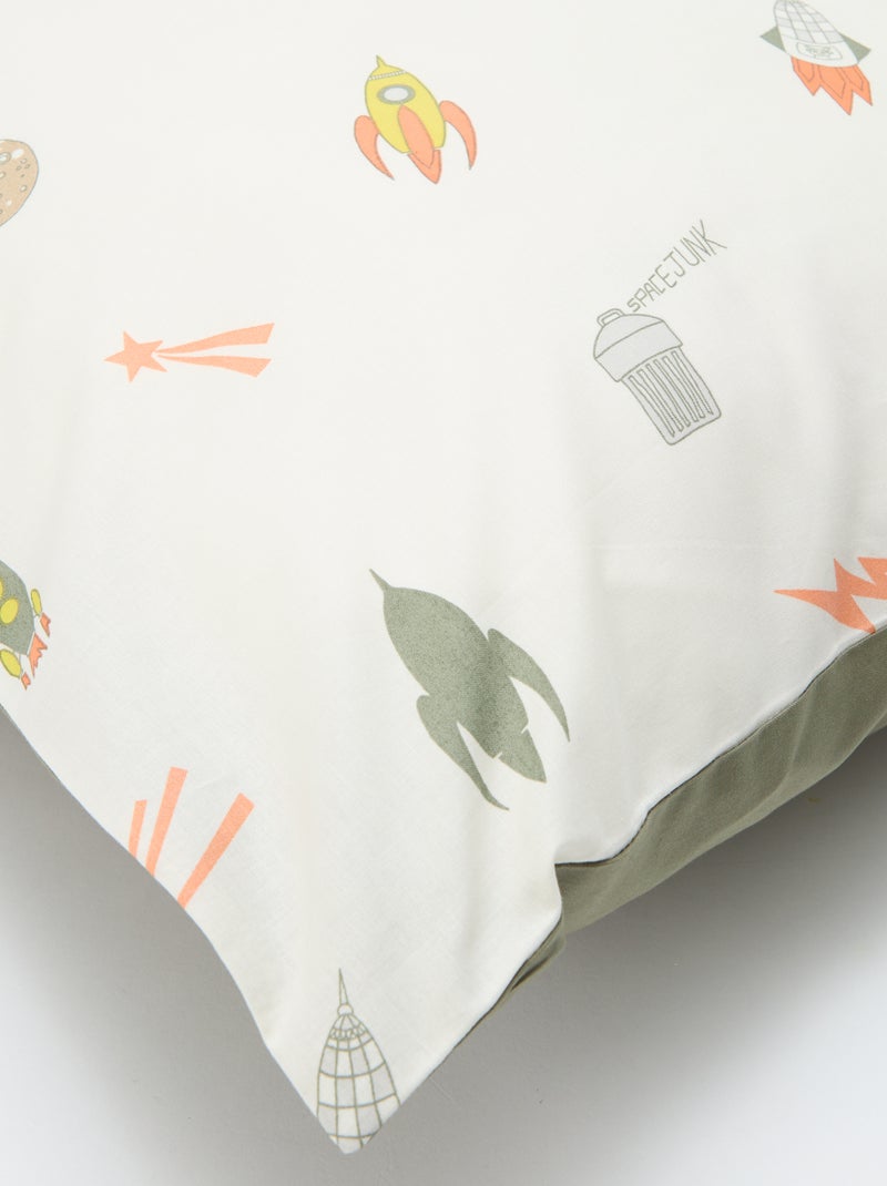 Dekbedovertrek (140 x 200cm) + kussensloop - 2-delige set Kaki - Kiabi