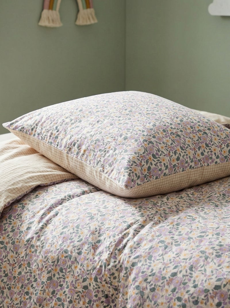 Dekbedovertrek (140 x 200cm) + kussensloop - 2-delige set PAARS - Kiabi