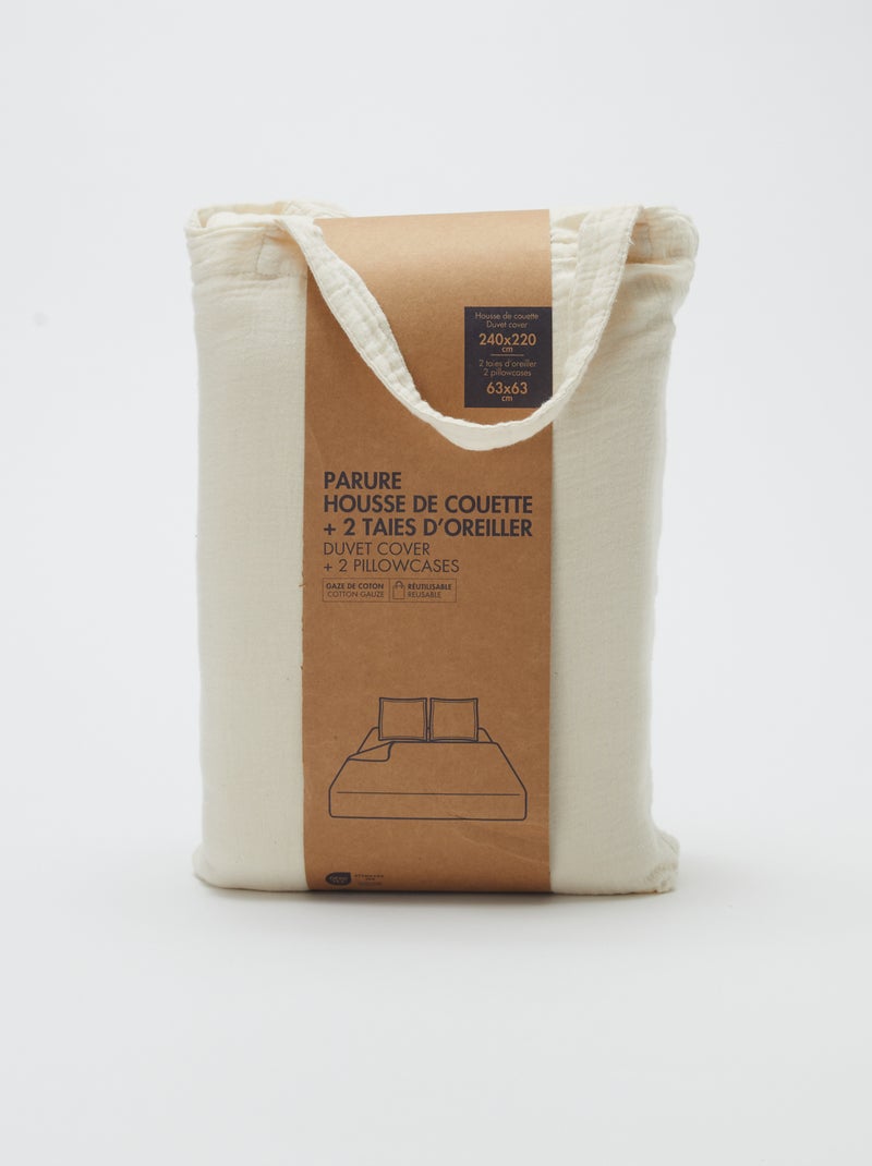 Dekbedovertrek 2 personen (240 x 220cm) van katoengaas - Kiabi Home BIEGE - Kiabi