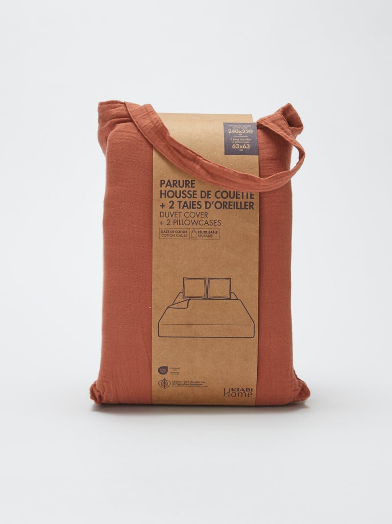 Dekbedovertrek 2 personen (240 x 220cm) van katoengaas - Kiabi Home BRUIN - Kiabi