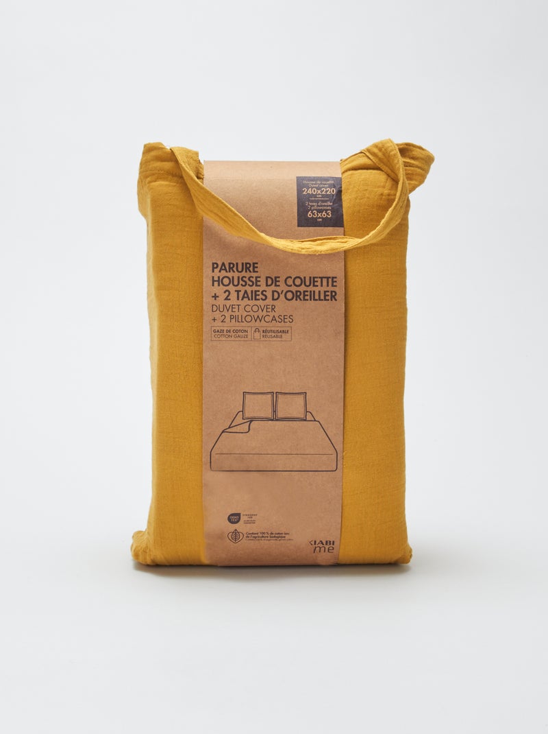 Dekbedovertrek 2 personen (240 x 220cm) van katoengaas - Kiabi Home GEEL - Kiabi