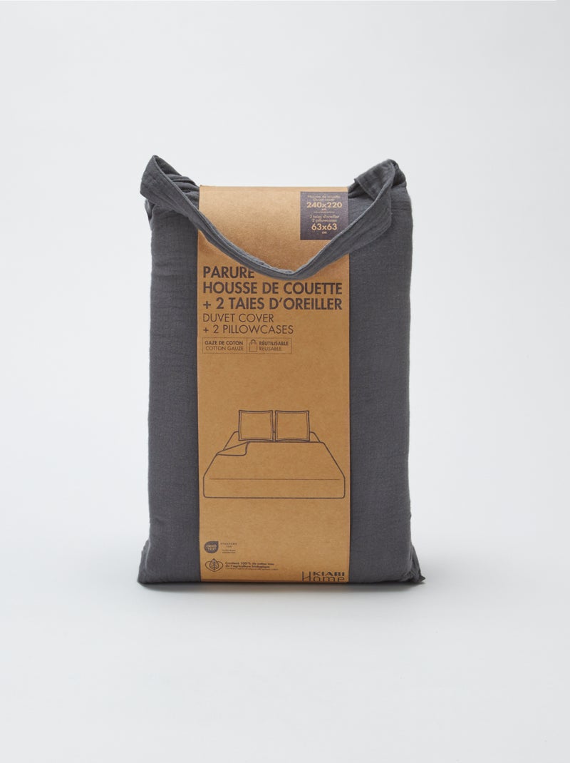 Dekbedovertrek 2 personen (240 x 220cm) van katoengaas - Kiabi Home GRIJS - Kiabi