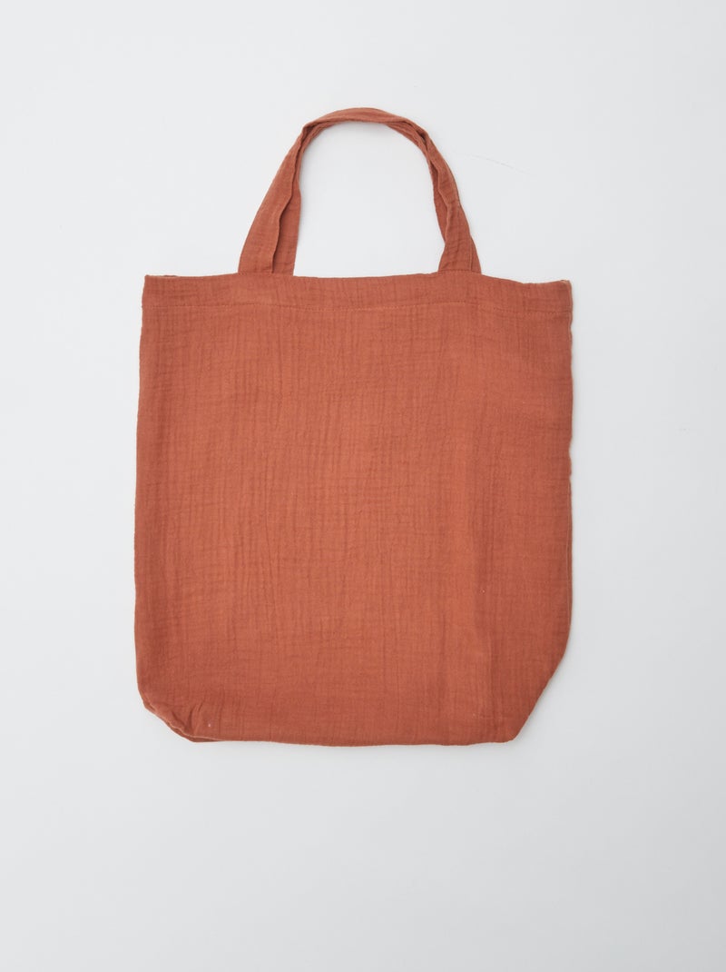 Dekbedovertrek 2 personen (260 x 240cm) van katoengaas - Kiabi Home BRUIN - Kiabi