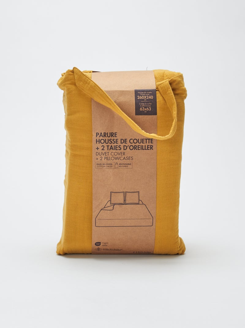 Dekbedovertrek 2-persoons (260 x 240cm) van katoengaas - Kiabi Home GEEL - Kiabi