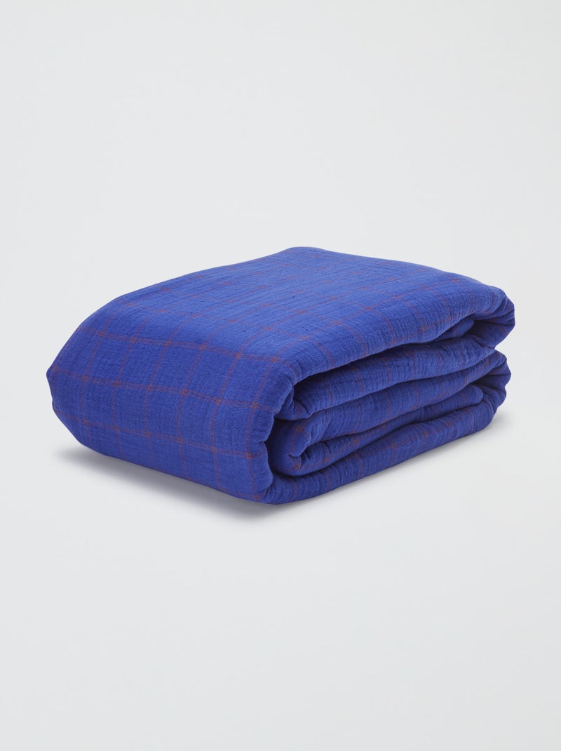 Dekbedovertrek 2-persoons (260x240cm) van katoengaas - Kiabi Home Blauw - Kiabi