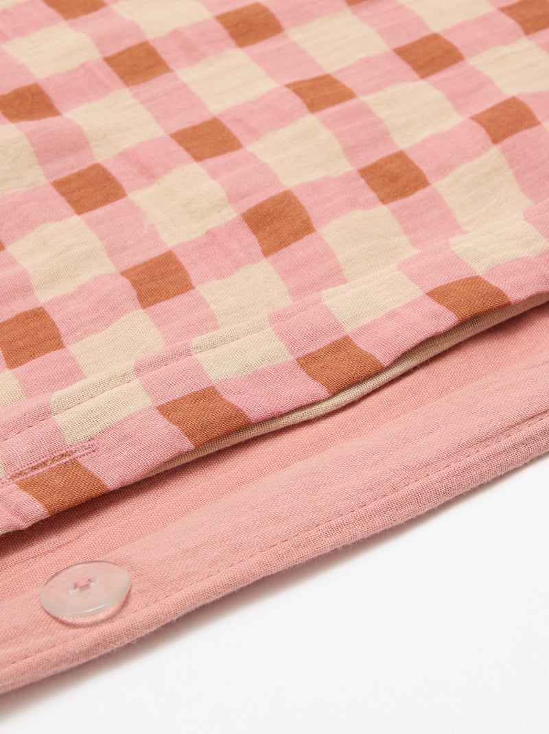Dekbedovertrek 2-persoons (260x240cm) van katoengaas - Kiabi Home Roze - Kiabi