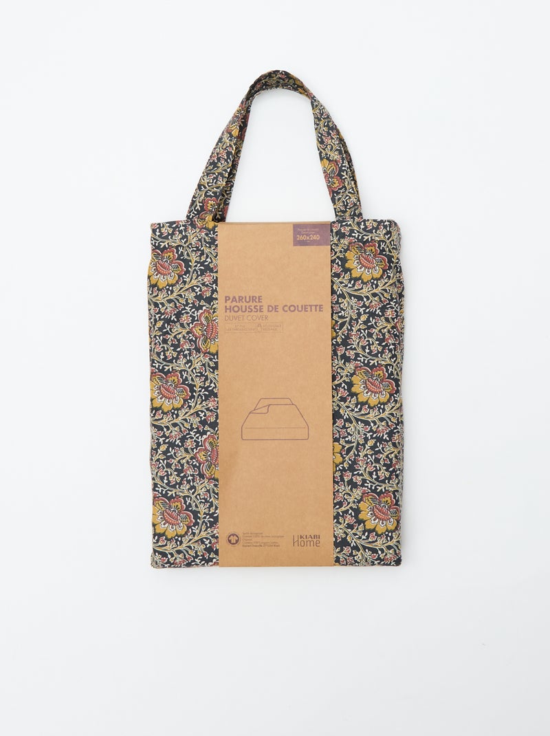 Dekbedovertrek (260 x 240cm) bloemen Zwart - Kiabi