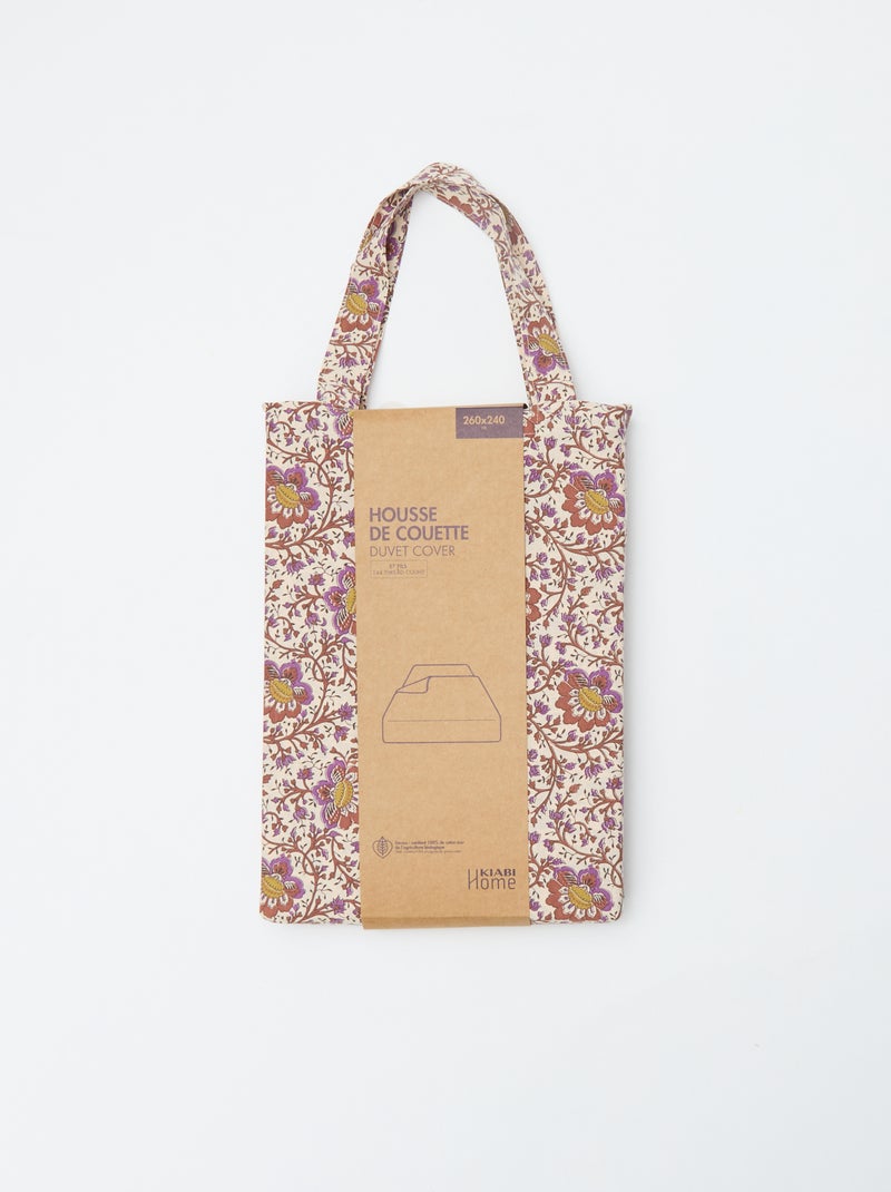 Dekbedovertrek (260 x 240cm) met ruitjes Biege - Kiabi