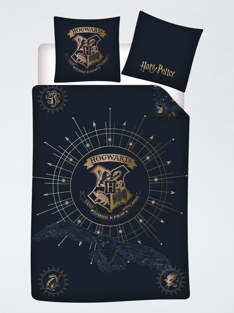 Dekbedovertrek 'Harry Potter' 140x200 cm met kussens Blauw - Kiabi