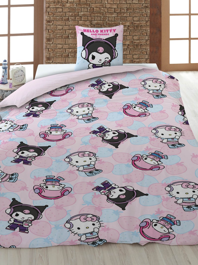 Dekbedovertrek 'Hello Kitty' 140x200 cm met kussenslopen Rose - Kiabi