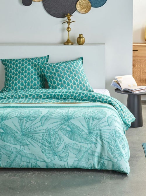 Dekbedovertrek met bladerenprint, omkeerbaar - 2 personen - Kiabi