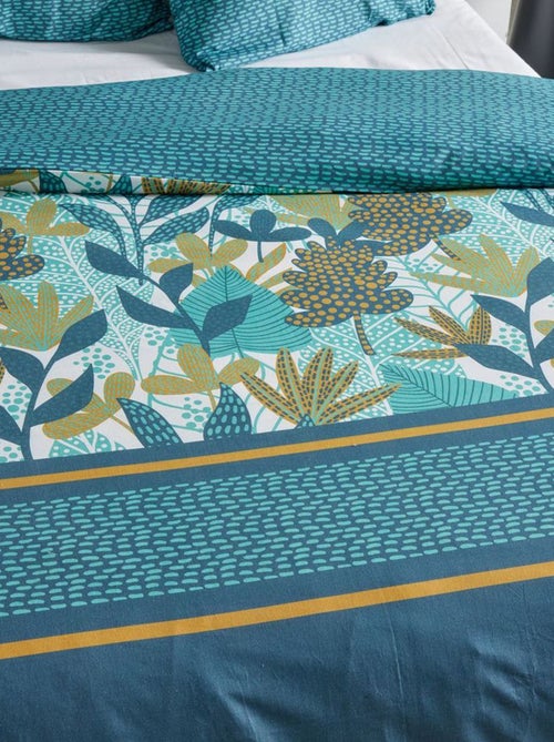 Dekbedovertrek met bladerenprint, omkeerbaar - 2 personen - Kiabi